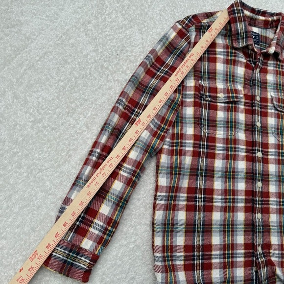 American Eagle Mens Heavy Weight Flannel Shirt Plaid Button Up XL Tall Red White - Picture 5 of 8